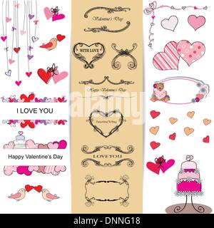 Cute und viele Elemente können Sie am Valentinstag Stock Vektor