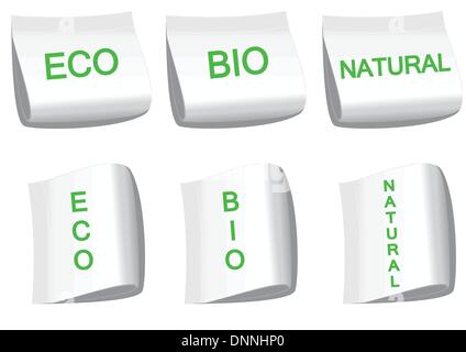 Etiketten mit Wort-Bio, Öko und Natur Stock Vektor