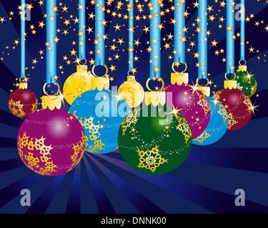 Weihnachten (Neujahr)-Gruß-Postkarte. Vektor-Illustration. Stock Vektor