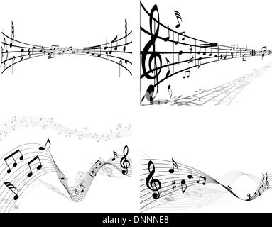 Vektor-Musiknoten Personal Hintergrund set für die Gestaltung Stock Vektor