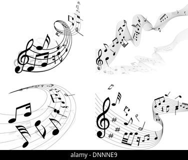 Vektor-Musiknoten Personal Hintergrund set für die Gestaltung Stock Vektor