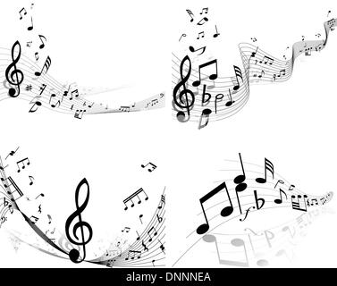 Vektor-Musiknoten Personal Hintergrund set für die Gestaltung Stock Vektor