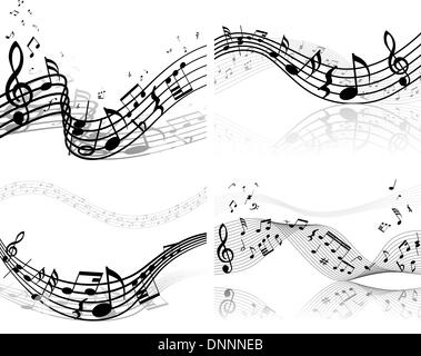 Vektor-Musiknoten Personal Hintergrund set für die Gestaltung Stock Vektor