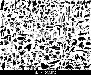 Größte Sammlung von Collage-Vektor-Illustration-Silhouetten Stock Vektor