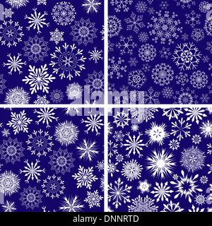 Nahtlose Schneeflocken Hintergründe festgelegt für Winter und Weihnachten Thema Stock Vektor