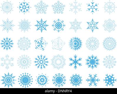 größte Sammlung von Vektor Schneeflocken in verschiedenen Formen Stock Vektor