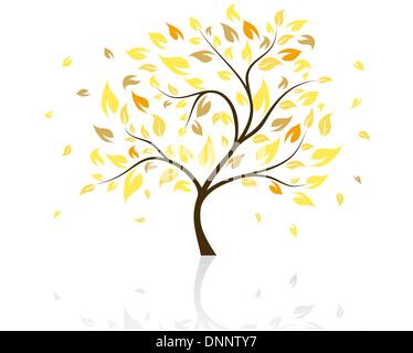 Vektor-Illustration von Herbst Baum mit fallenden Blätter Stock Vektor
