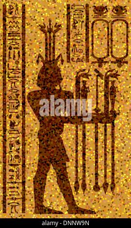 Ägyptische Hieroglyphen und unter freiem Himmel. Vektor-Illustration. Stock Vektor