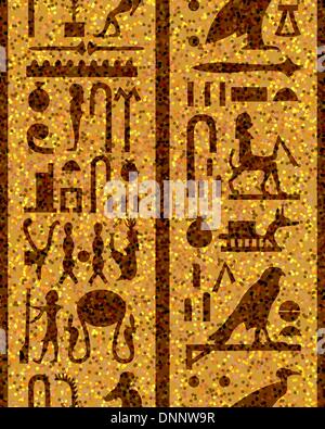Ägyptische Hieroglyphen nahtlose Muster.  Ziehen Sie für leicht machen nahtloses Muster nur Gruppe "alle" in Farbfelder Bar und nutzen Sie es für jede Kontur füllen. Stock Vektor
