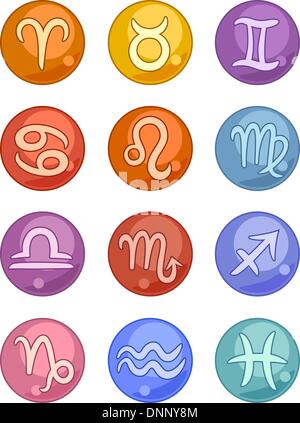 Vektor-Illustration von Zodiac Horoskop Zeichen Icons Set Stock Vektor