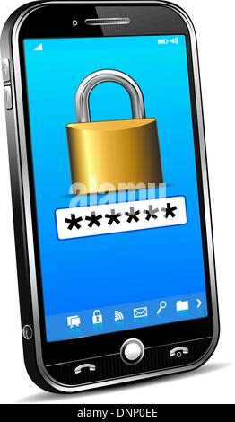 Telefon mit Sicherheit Passwort Lock System Login Stock Vektor