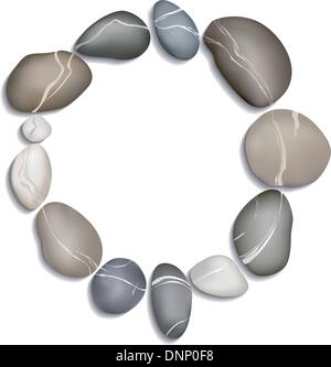 Kreis aus zwölf Kieselsteinen auf weißem Hintergrund mit Schatten Stock Vektor