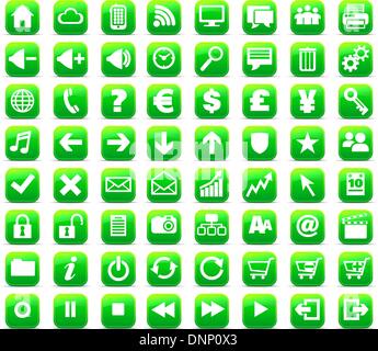64 Multimedia- und Web-Icons entworfen, um auf eine sehr kleine Größe erkennbar sein Stock Vektor