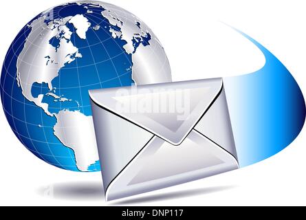 e-Mail und kommen mit einem schwupp Marketing mail elektronische Internet Anreise Newsletter schreiben Website Kommunikationswelt Stock Vektor