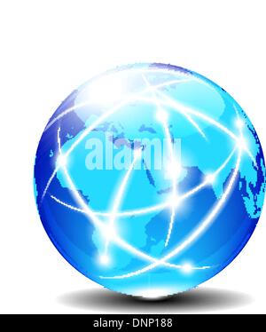 Afrika, Arabien und Indien globale Kommunikation Planeten Datenkabel Stock Vektor