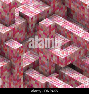 abstrakte Mosaik Cube rosa roten Hintergrund Stockfoto
