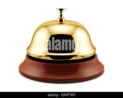 3D Render golden Rezeption Glocke isoliert auf weißem Hintergrund. Service-Konzept Stockfoto