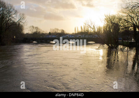 Iford, Christchurch, Dorset, Großbritannien. 3. Januar 2014. Bewohner aus der Iford Brücke HOME Park Standort evakuiert Stockfoto