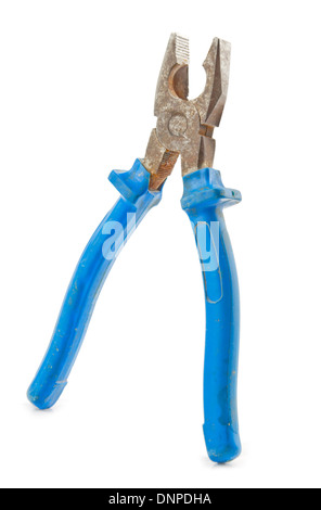 Zange blauen Griff Werkzeug isoliert auf weißem Hintergrund Stockfoto