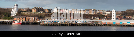 Panoramablick über North Shields Fisch Kai, Nord-Ost England UK Stockfoto