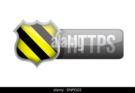 Schild-Https-Sicherheit auf weißem Hintergrund. Illustration design Stockfoto