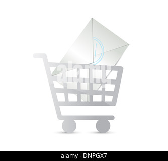 e-Mail Einkauf Illustration Konzeption über weiß Stockfoto