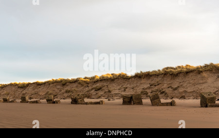 Lossiemouth Weststrand im Winter. Stockfoto