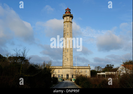 Der Leuchtturm Phare des Baleines der Ile de Ré in Charente-Maritime, Frankreich Stockfoto