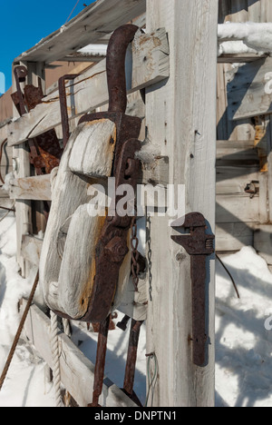 Werkzeuge außerhalb Shackletons Nimrod Expedition Hütte, Kap Royds Rossmeer, Antarktis. Stockfoto