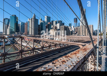 Ansicht von New York City von der Brooklynbridge Stockfoto