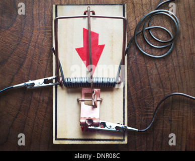 Draufsicht der elektrifizierten Mausefalle, Studioaufnahme Stockfoto