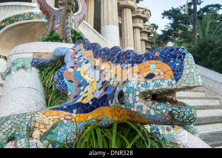 Park Guell Eidechse in Barcelona, Spanien Stockfoto