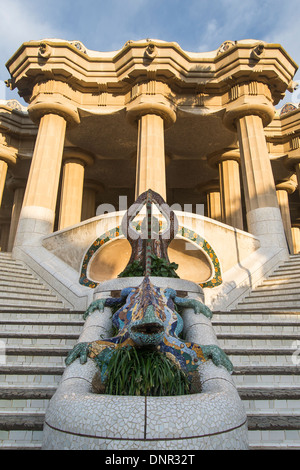 Haupteingang zum Park Güell, Barcelona, Spanien Stockfoto