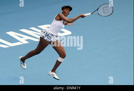 Auckland, Neuseeland. 4. Januar 2014. Venus Williams in Aktion während Ihres Studiums Einzel-Finale Verlust für Ana Ivanovic bei der ASB Classic Women International. ASB Tennis Centre, Auckland, Neuseeland. Samstag, 4. Januar 2014. Bildnachweis: Aktion Plus Sport/Alamy Live-Nachrichten Stockfoto