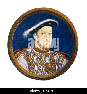 Vintage Farbe Lithographie von König Henry VIII., nach dem Gemälde von Hans Holbein, 16. Jahrhundert Stockfoto