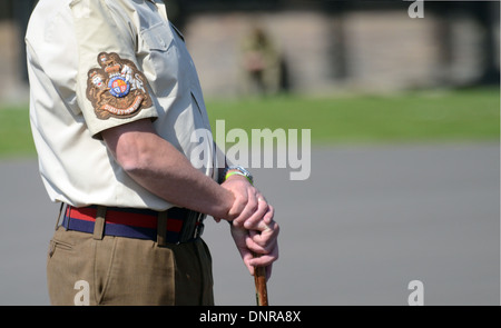 1. Bataillon Walisisch wachen auf dem Bohrer Platz an Reiterkaserne, HOUNSLOW, LONDON. Wie ist es in diesem Jahr 2013 Truppe Stockfoto