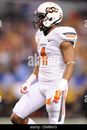 Arlington, TX, USA. 3. Januar 2014. Oklahoma State Cowboys Cornerback Justin Gilbert #4 während die 78. jährliche AT&T Cotton Bowl klassische Bowl-Spiel zwischen der Oklahoma State University Cowboys und den Missouri Tigers im AT&T Stadium in Arlington, TX Credit: Cal Sport Media/Alamy Live News Stockfoto