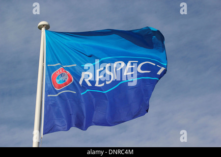 UEFA Respekt-Kampagne-Flagge Stockfoto