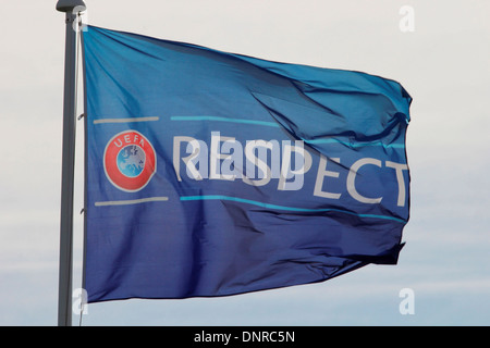 UEFA Respekt-Kampagne-Flagge Stockfoto
