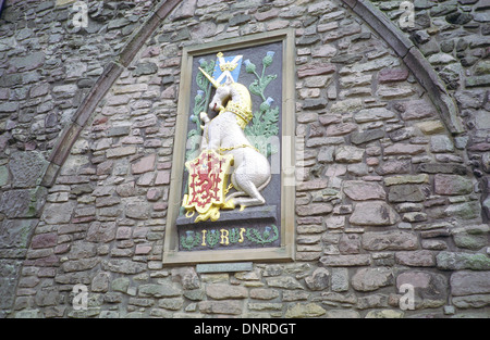 Wand montieren heraldische Panel von König Jakob v., Abtei Strang, Holyrood, Edinburgh, Schottland, UK Stockfoto