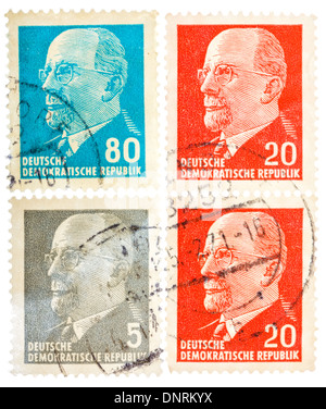 BRD - CIRCA 1970: Postkarte gedruckt in der BRD zeigt Porträt Walter Ulbricht - deutscher kommunistischer Politiker, ca. 1970 Stockfoto