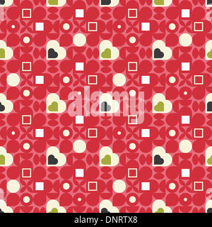 nahtloses Muster mit Herzen Kreise und Quadrate kann wie romantische Tapete verwenden. Stockfoto