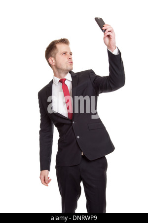 Geschäftsmann, wobei ein Selbstporträt Stockfoto
