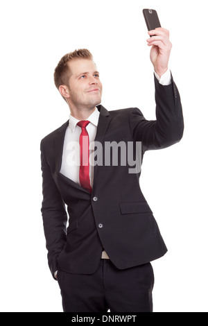Geschäftsmann, wobei ein Selbstporträt Stockfoto