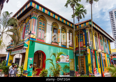 Bunte Gebäude in Little India, Singapur Stockfoto