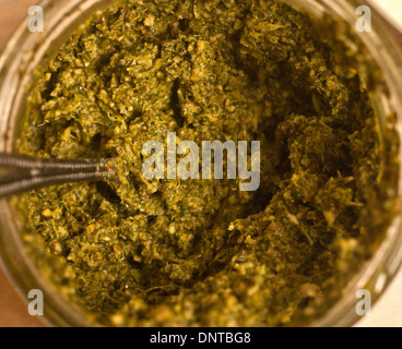 Pesto-Nudeln Stockfoto