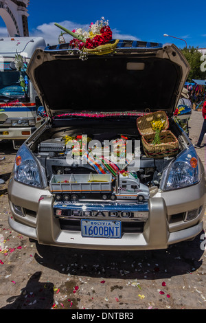 Der Segen der Automobile in Copacabana, Bolivien. Stockfoto