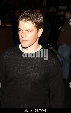 25. Januar 2002 - K23902AG: Meine KHMER Herz PREMIERE. DIREKTOREN GUILDA VON AMERIKA, WEST HOLLYWOOD, CA 24.01.2002. AMY Gräber / 2002..MATT DAMON (Kredit-Bild: © Globe Photos/ZUMAPRESS.com) Stockfoto