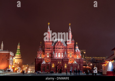 Roter Platz Moskau Winter nachts. Stockfoto