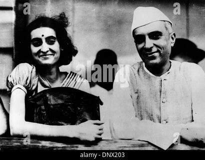 21. September 1937 - Neu-Delhi, Indien - erste weibliche Premierminister von Indien, INDIRA GANDHI, Tochter von Pandit Nehru und ihr Ehemann FEROZE GANDHI. (Kredit-Bild: © KEYSTONE Bilder USA/ZUMAPRESS.com) Stockfoto